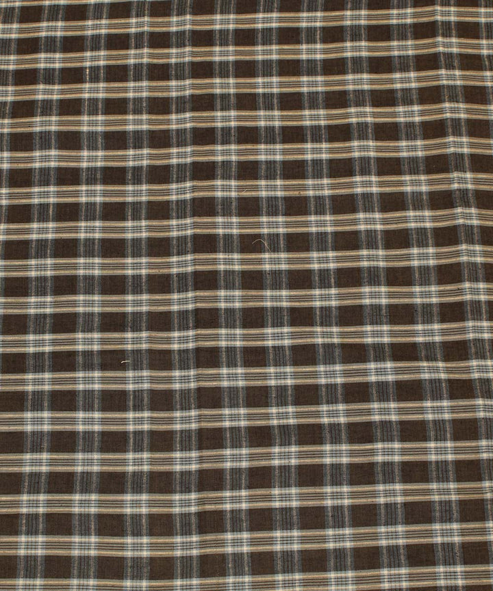 Brown handwoven cotton checks fabric