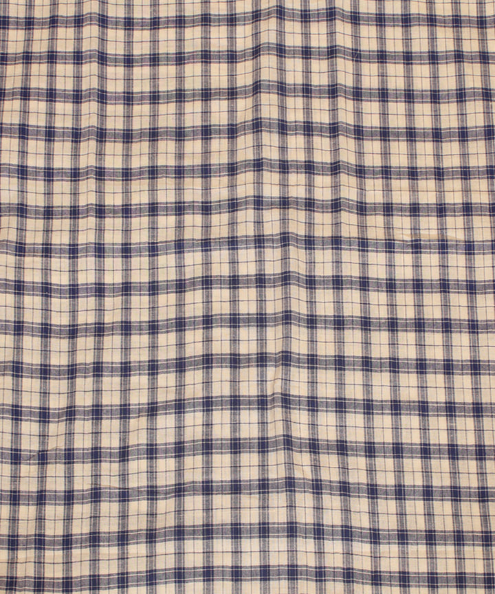 White blue handwoven cotton checked fabric