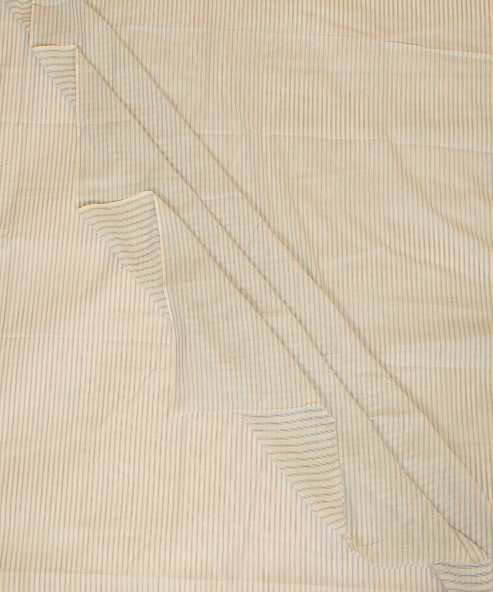 White blue handwoven cotton stripes fabric