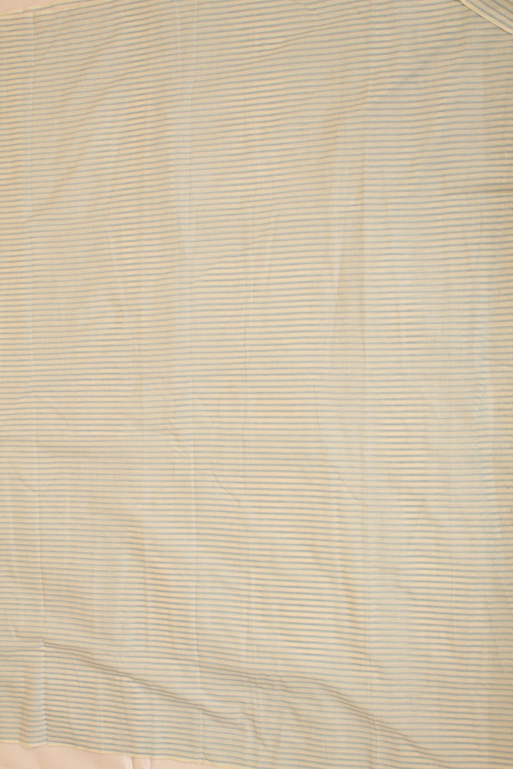 White blue handwoven cotton stripes fabric