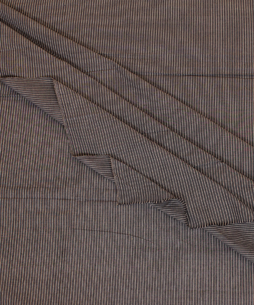 Grey white handwoven cotton stripes fabric