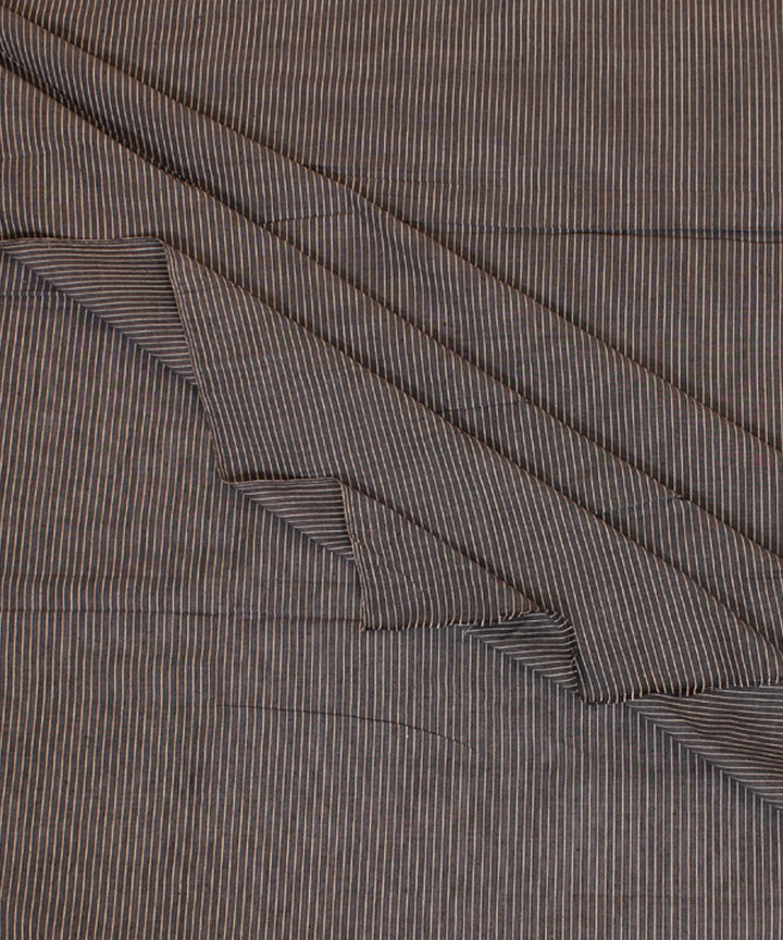 Grey white handwoven cotton stripes fabric