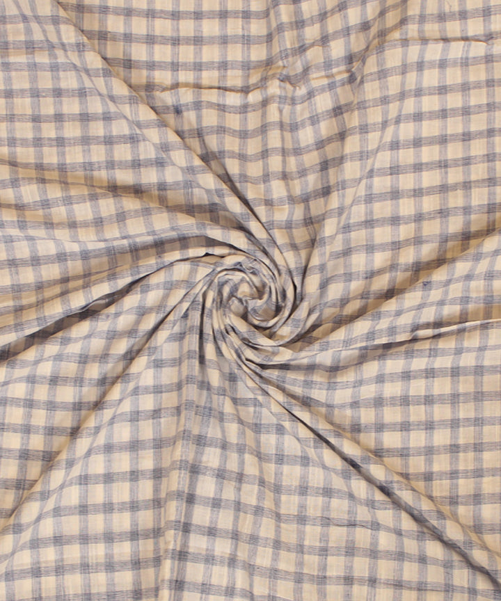 White blue handwoven cotton checks fabric