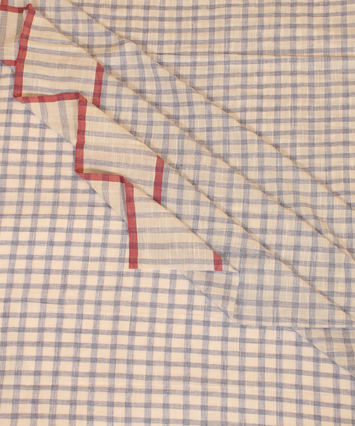 White blue handwoven cotton checks fabric