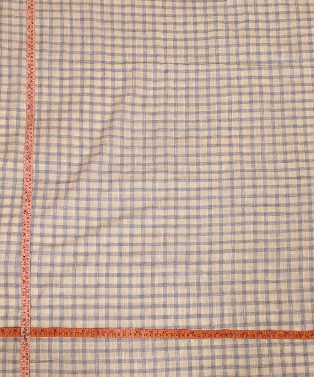 White blue handwoven cotton checks fabric