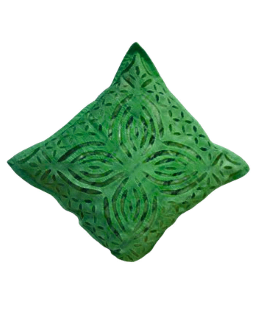 Dark green cotton handloom applique work cushion cover