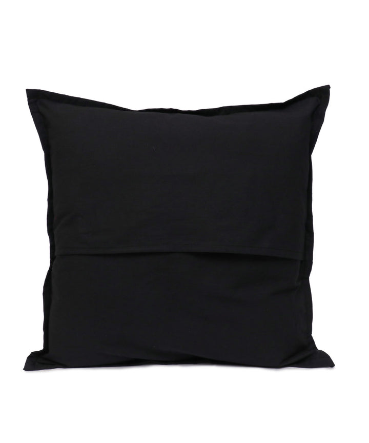 Black cotton handloom applique work cushion cover