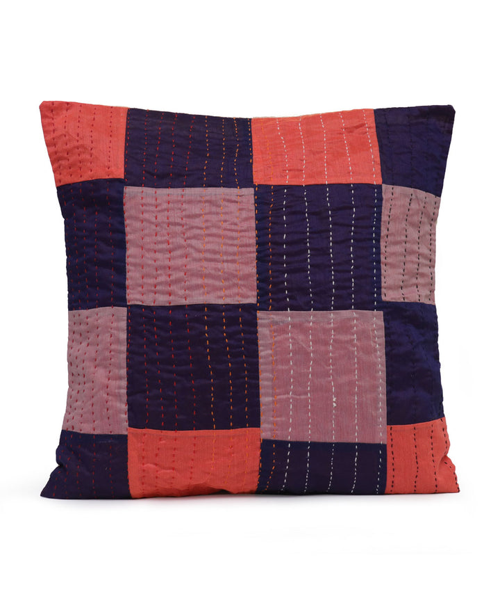 Multicolor cotton handloom kantha stitch cushion cover