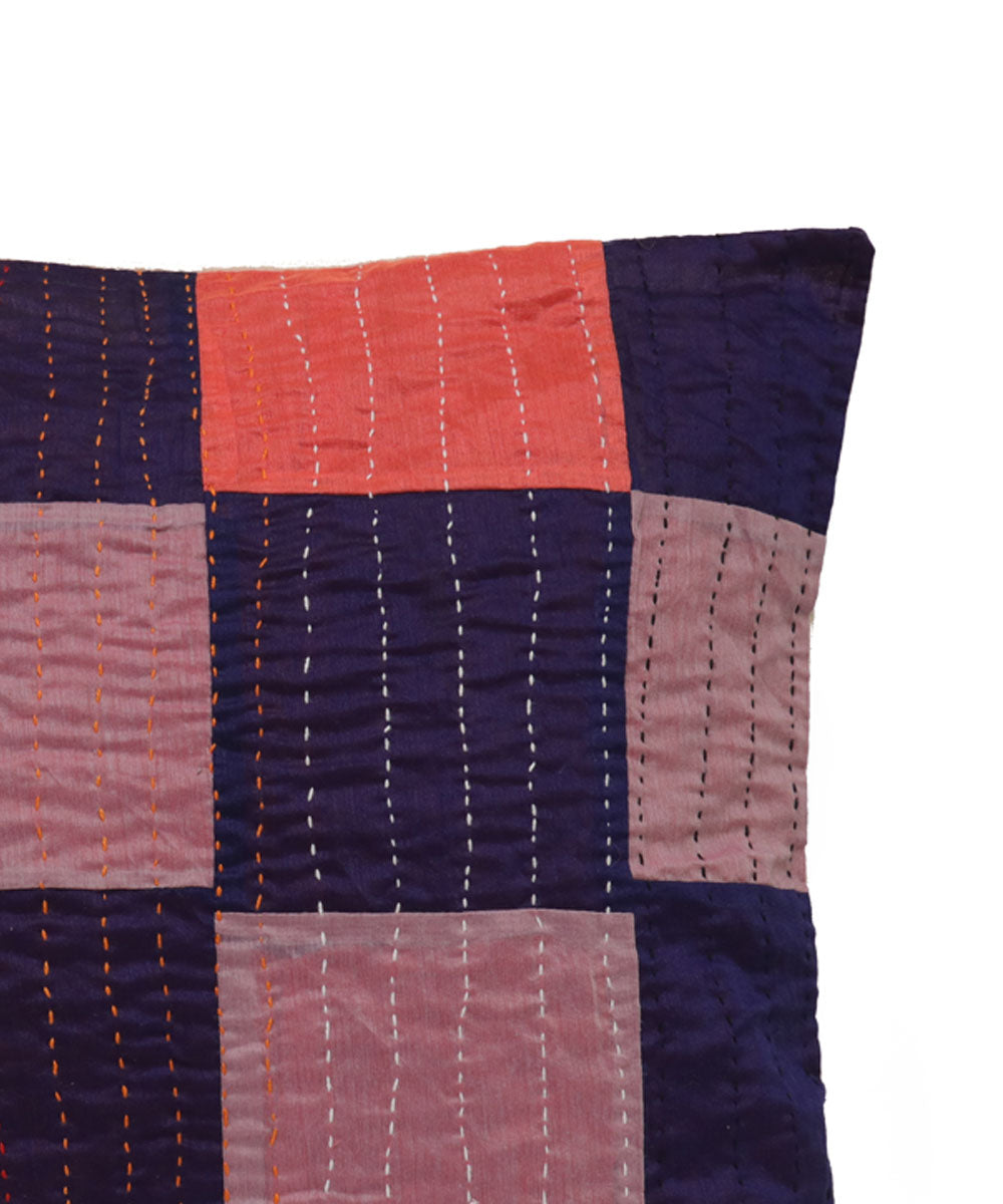 Multicolor cotton handloom kantha stitch cushion cover