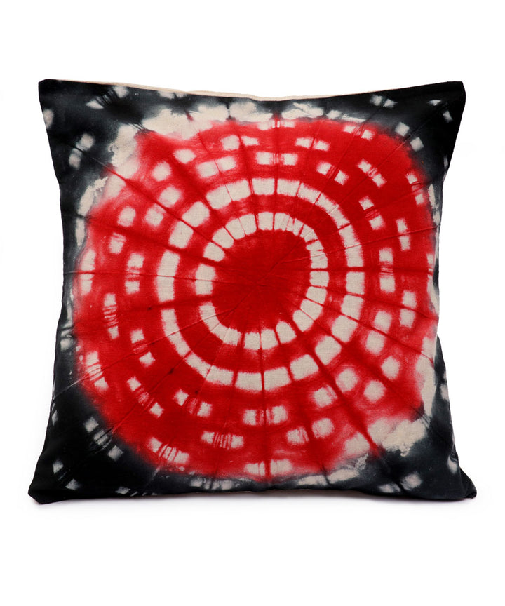 Red grey cotton handloom tie dye cushion cover