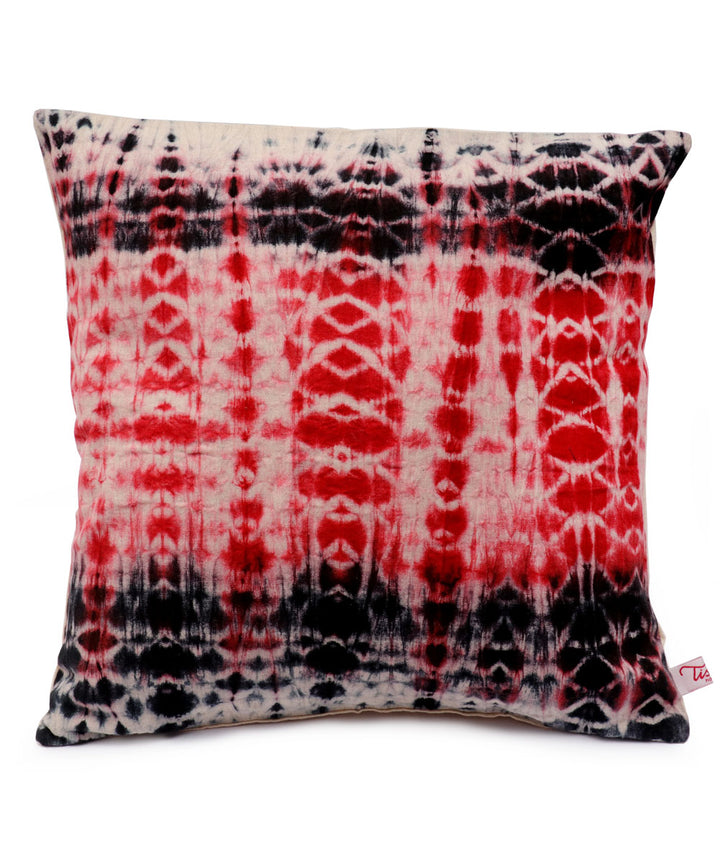 Red grey handloom tie dye cotton cushion cover