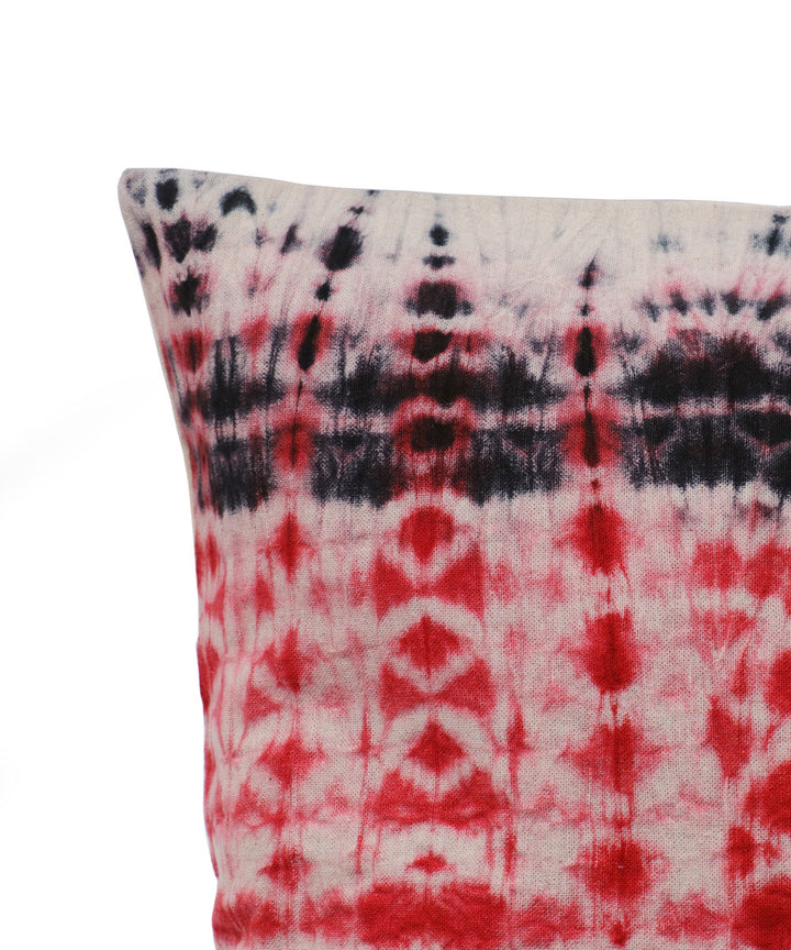 Red grey handloom tie dye cotton cushion cover