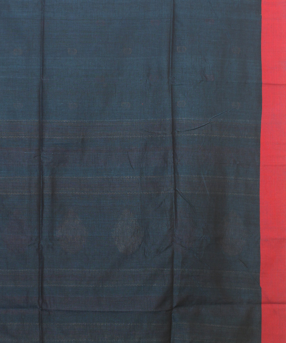 Teal red bengal cotton handloom saree