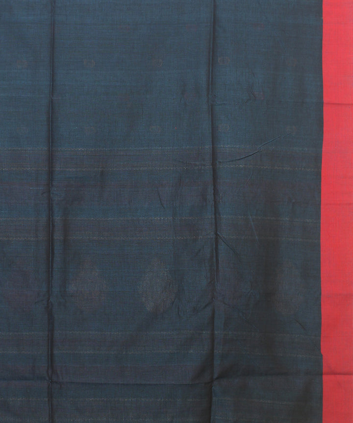 Teal red bengal cotton handloom saree