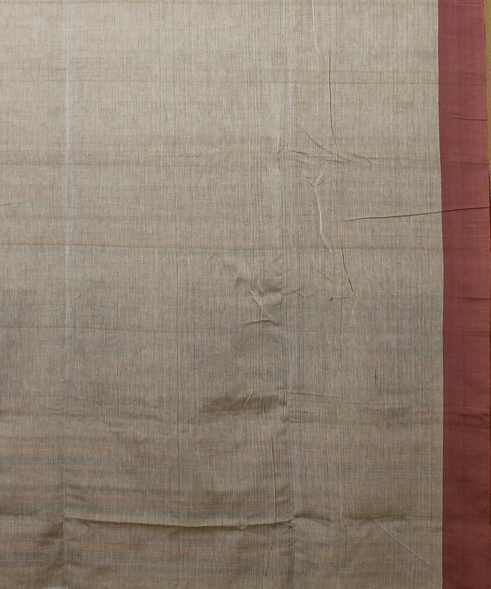 Beige lavander bengal cotton handloom saree