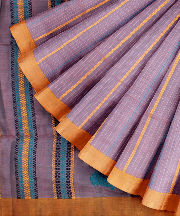 Purple orange bengal cotton handloom saree