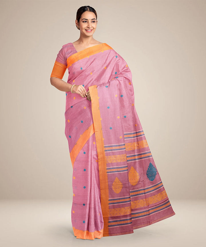 Pastel lavander yellow bengal cotton handloom saree