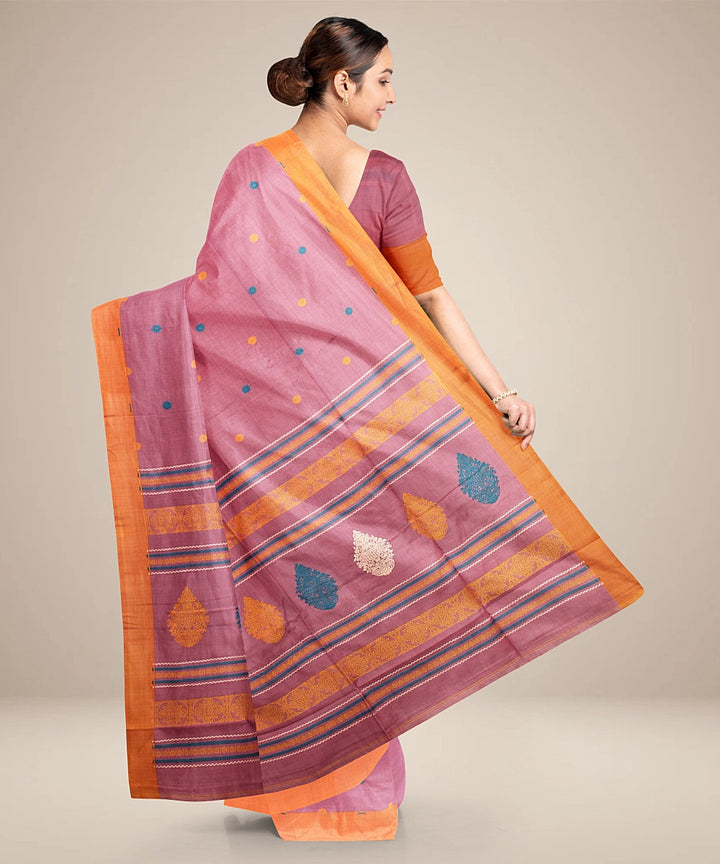 Pastel lavander yellow bengal cotton handloom saree