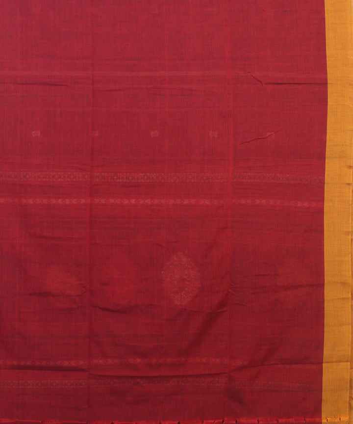 Maroon yellow cotton bengal handloom saree