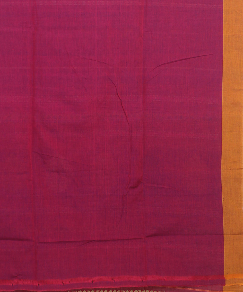 Magenta orange cotton bengal handloom saree