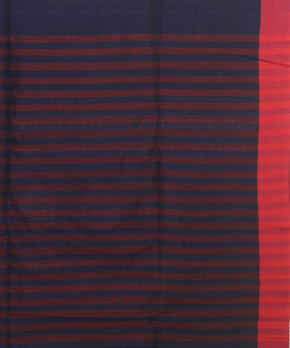 Navy blue maroon bengal cotton handloom saree