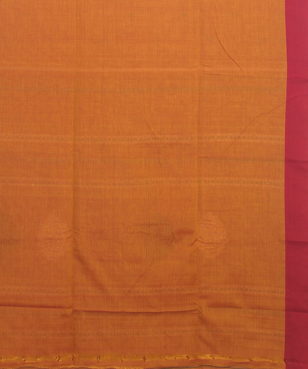 Dark orange maroon bengal cotton handloom saree