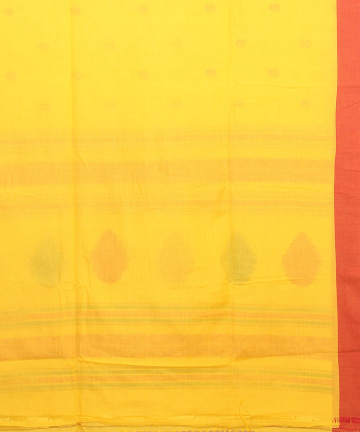 Yellow red bengal cotton handloom saree