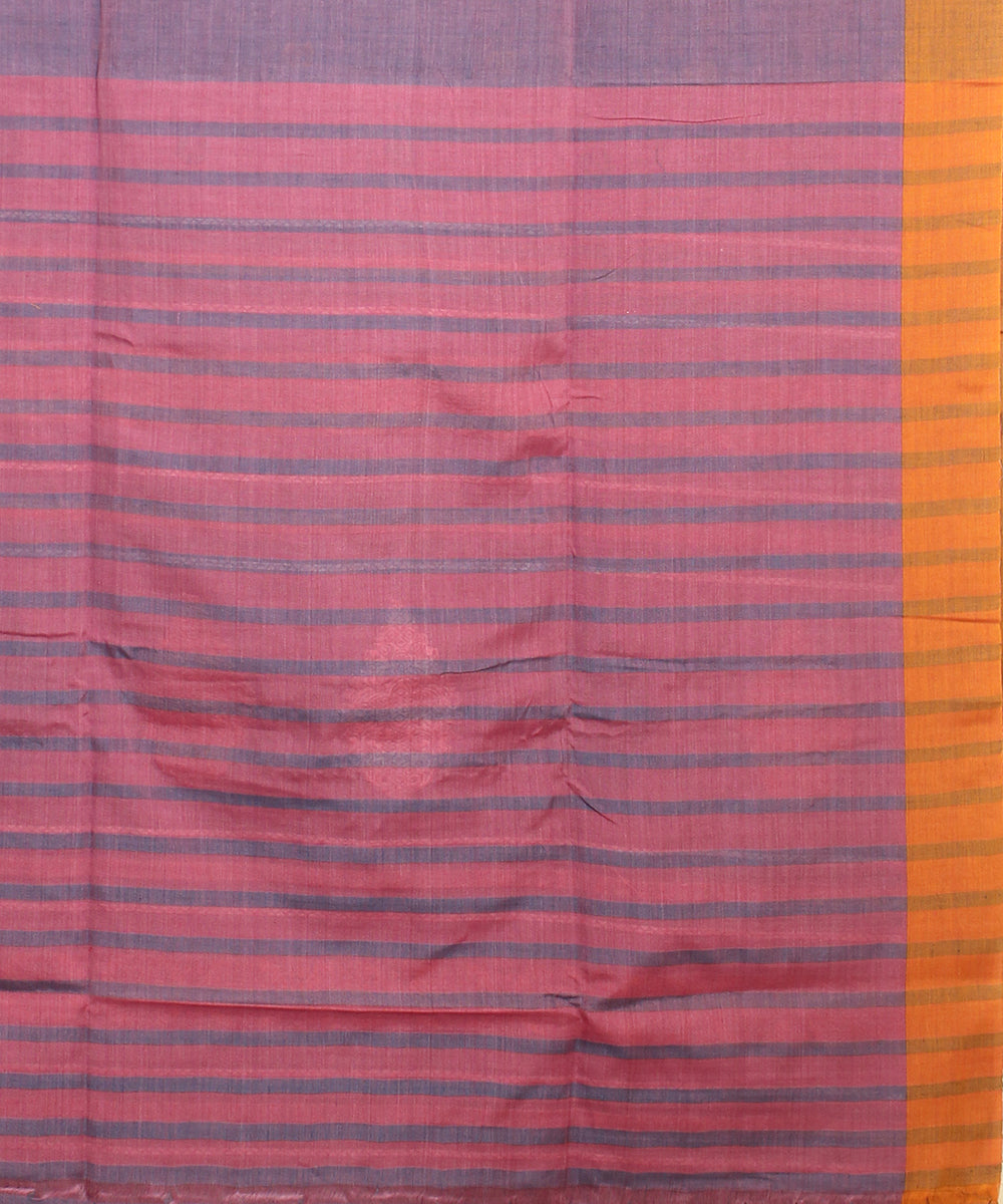 Light lavander orange bengal cotton handloom saree