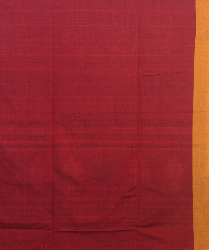 Maroon orange bengal cotton handloom saree