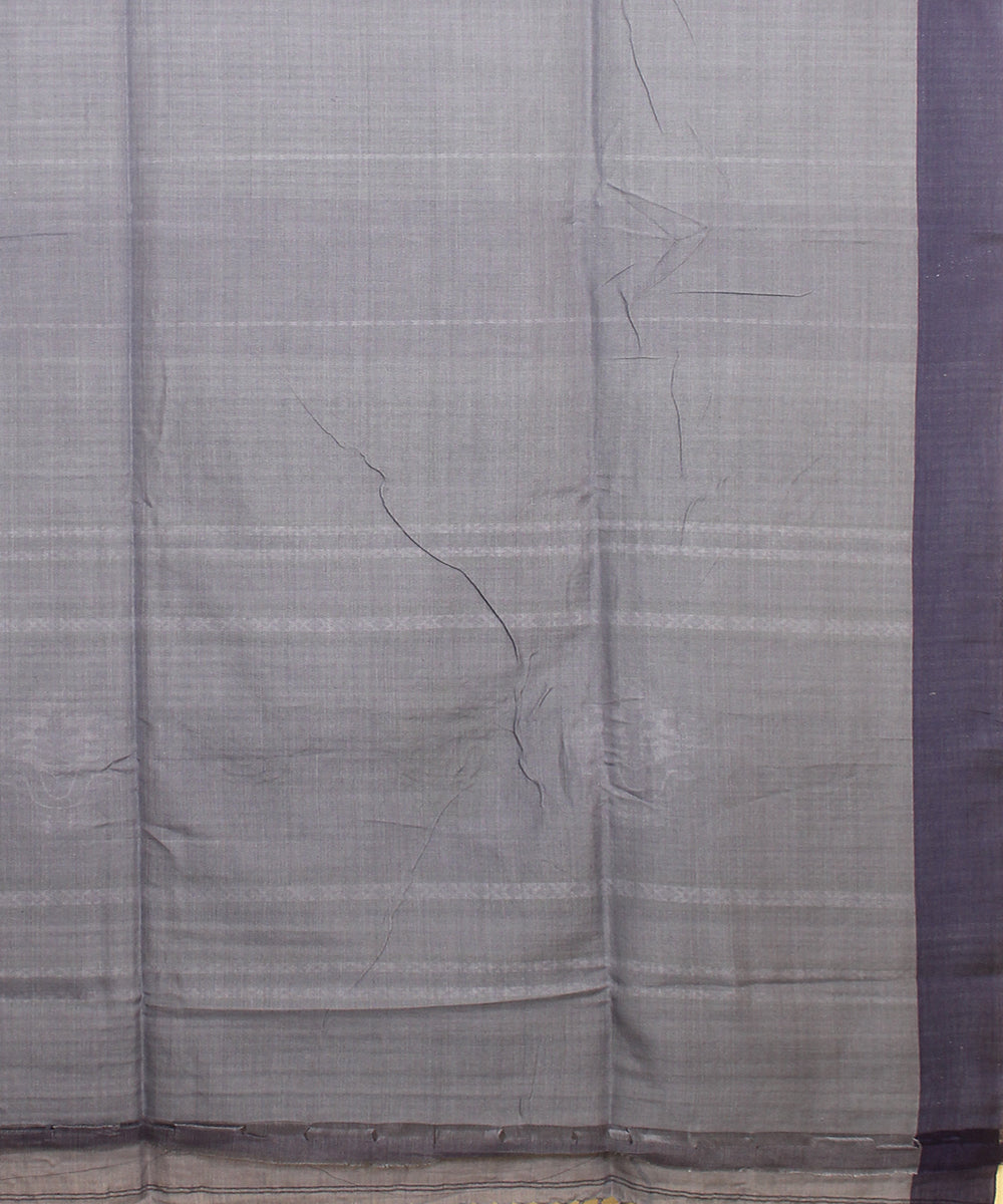 Grey blue striped bengal cotton handloom saree