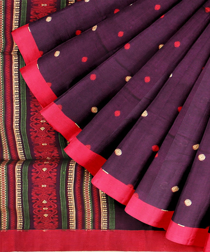 Purple pink bengal cotton handloom saree