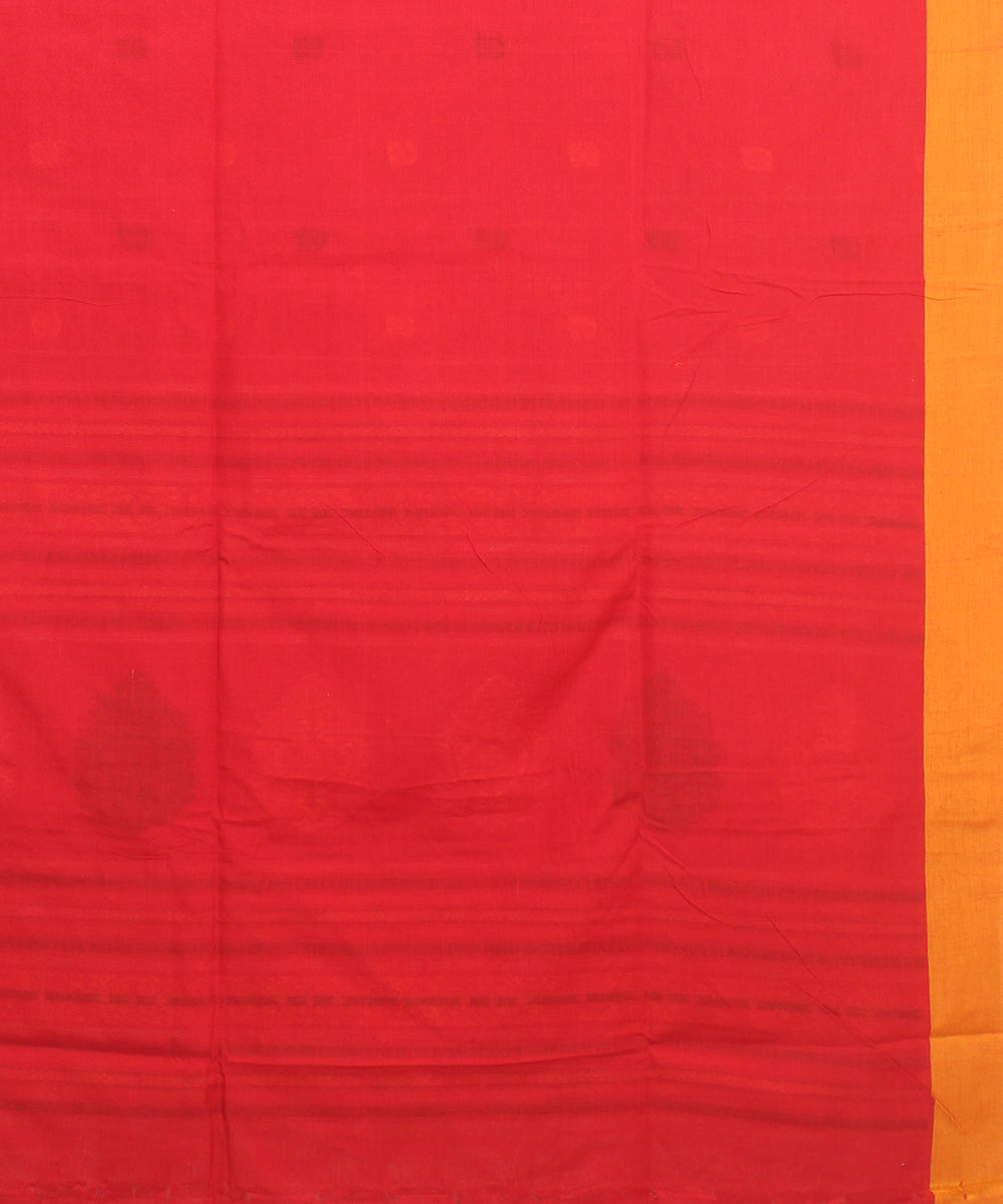 Red yellow bengal cotton handloom saree