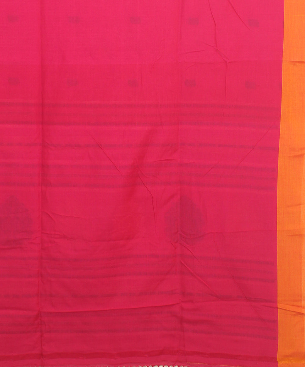 Magenta orange bengal cotton handloom saree