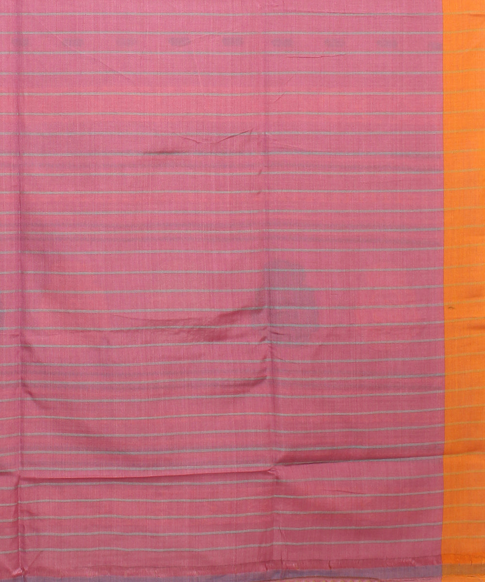 Peach orange bengal cotton handloom saree