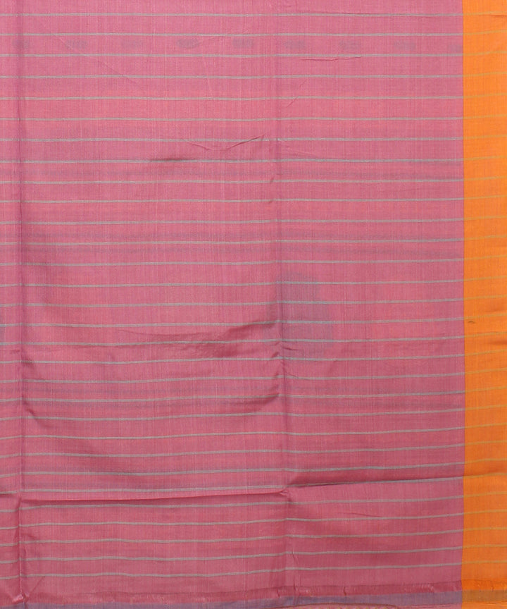Peach orange bengal cotton handloom saree
