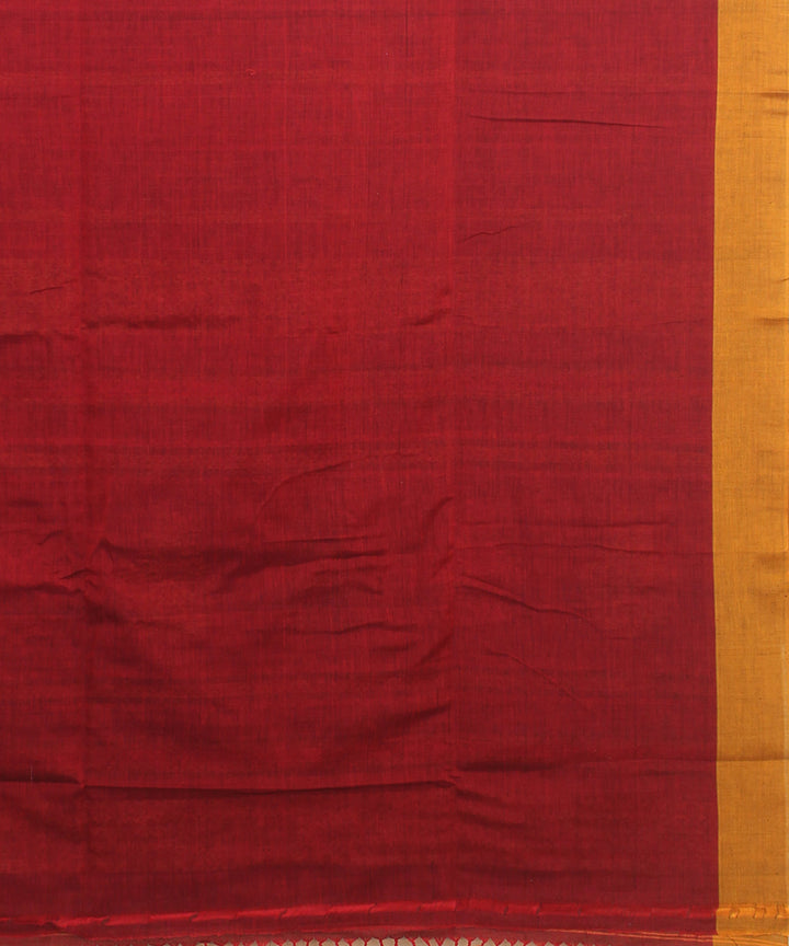 Maroon yellow bengal cotton handloom saree