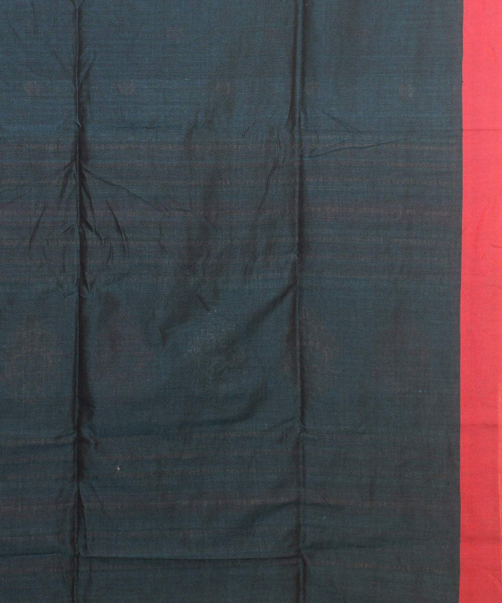 Teal blue red bengal cotton handloom saree