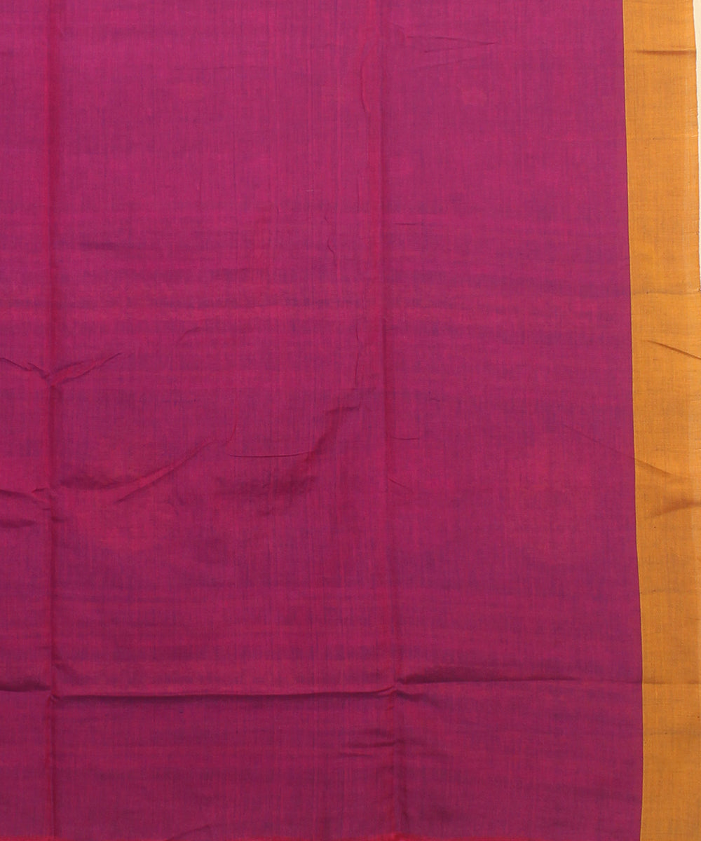 Magenta yellow bengal cotton handloom saree