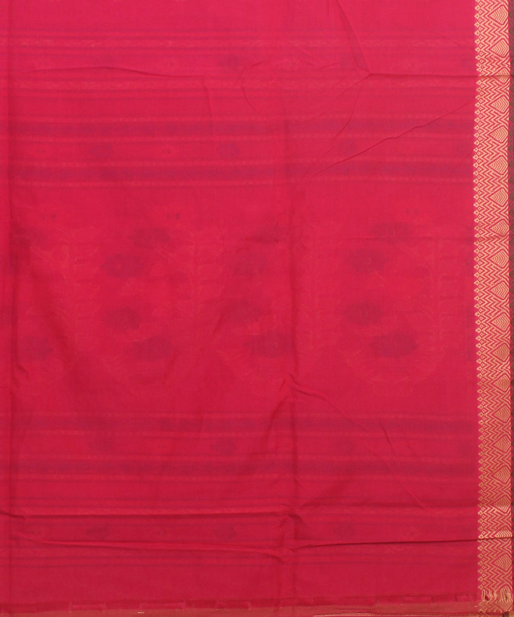 Magenta cream bengal cotton handloom saree