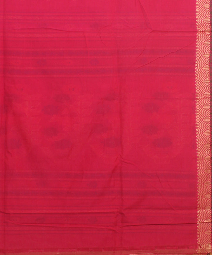 Magenta cream bengal cotton handloom saree