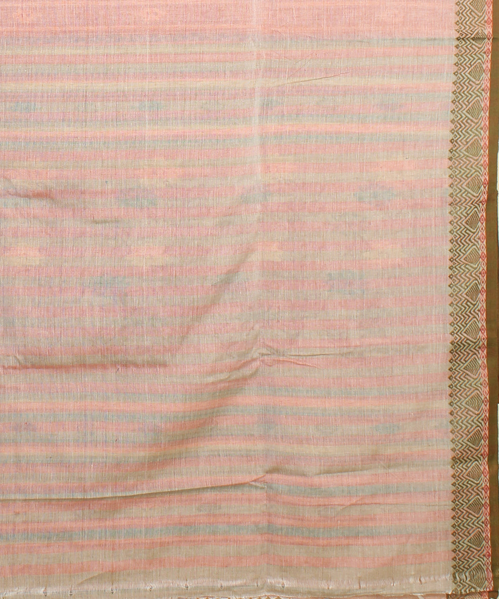 Pastel brown bengal cotton handloom saree