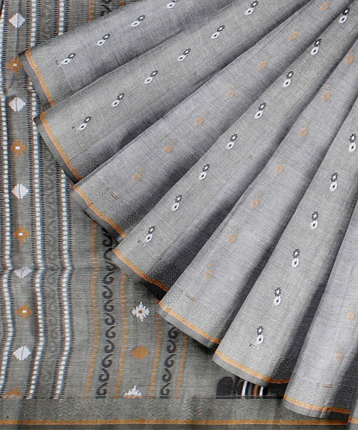 Grey bengal cotton handloom saree