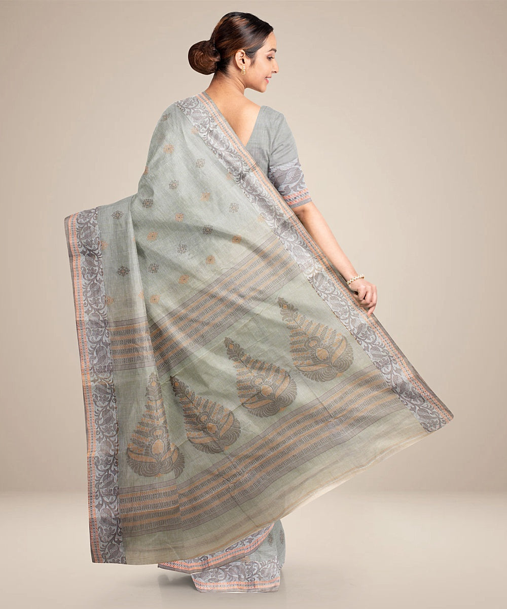 Light green tangail cotton handloom saree