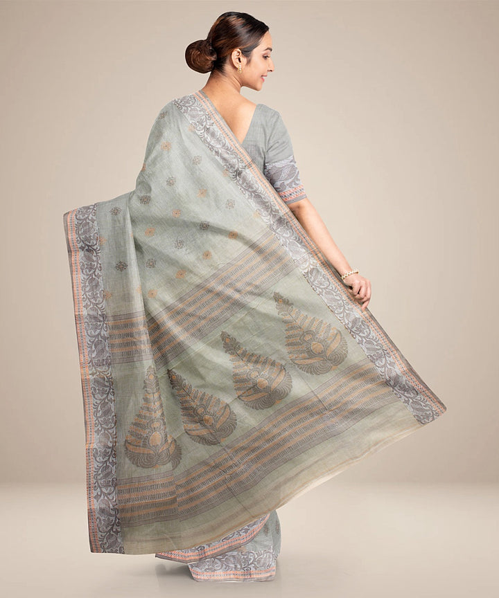 Light green tangail cotton handloom saree