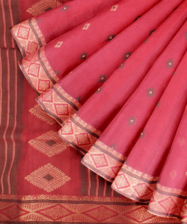 Red beige handloom tangail cotton saree