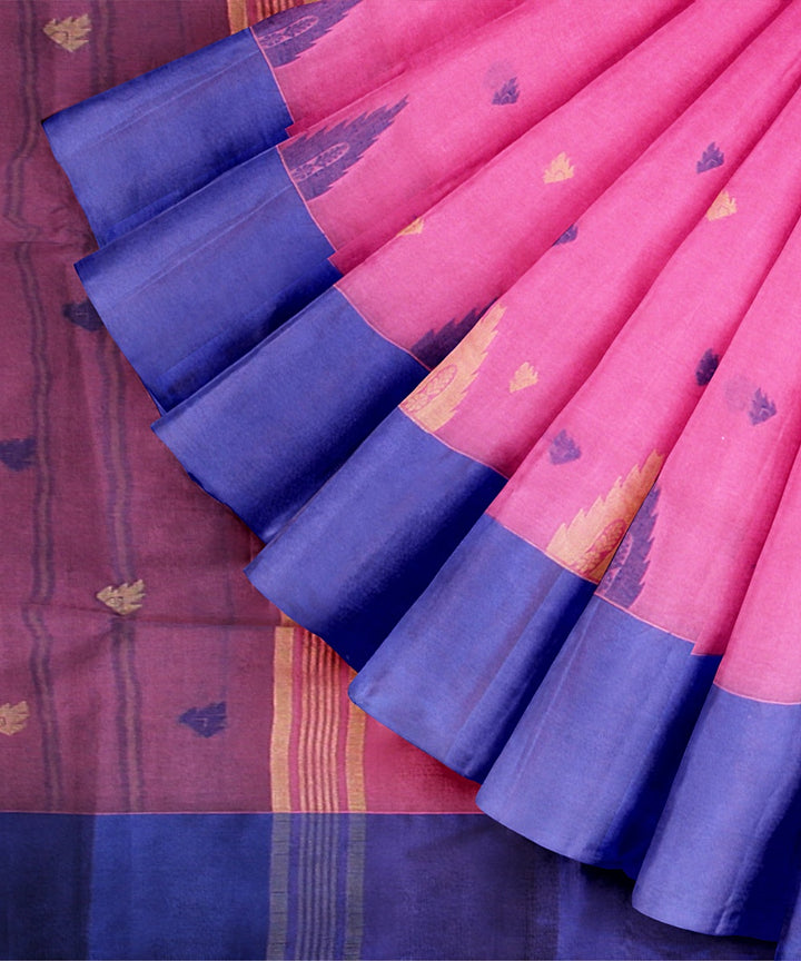 Magenta blue tangail handloom cotton saree