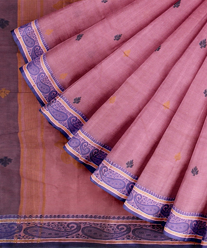 Lavender magenta blue tangail cotton handloom saree