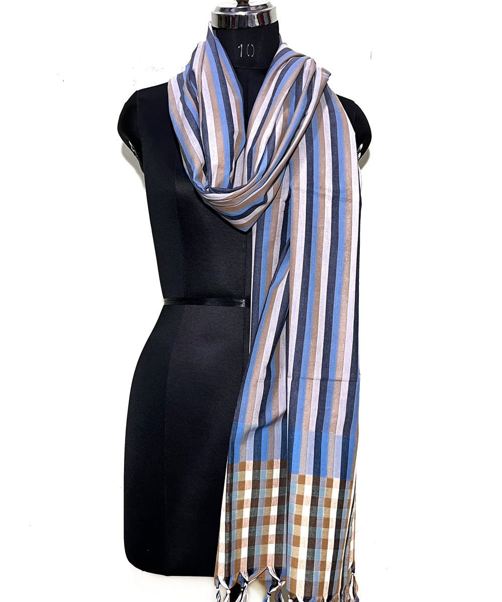 Multicolor stripe handloom cotton dupatta