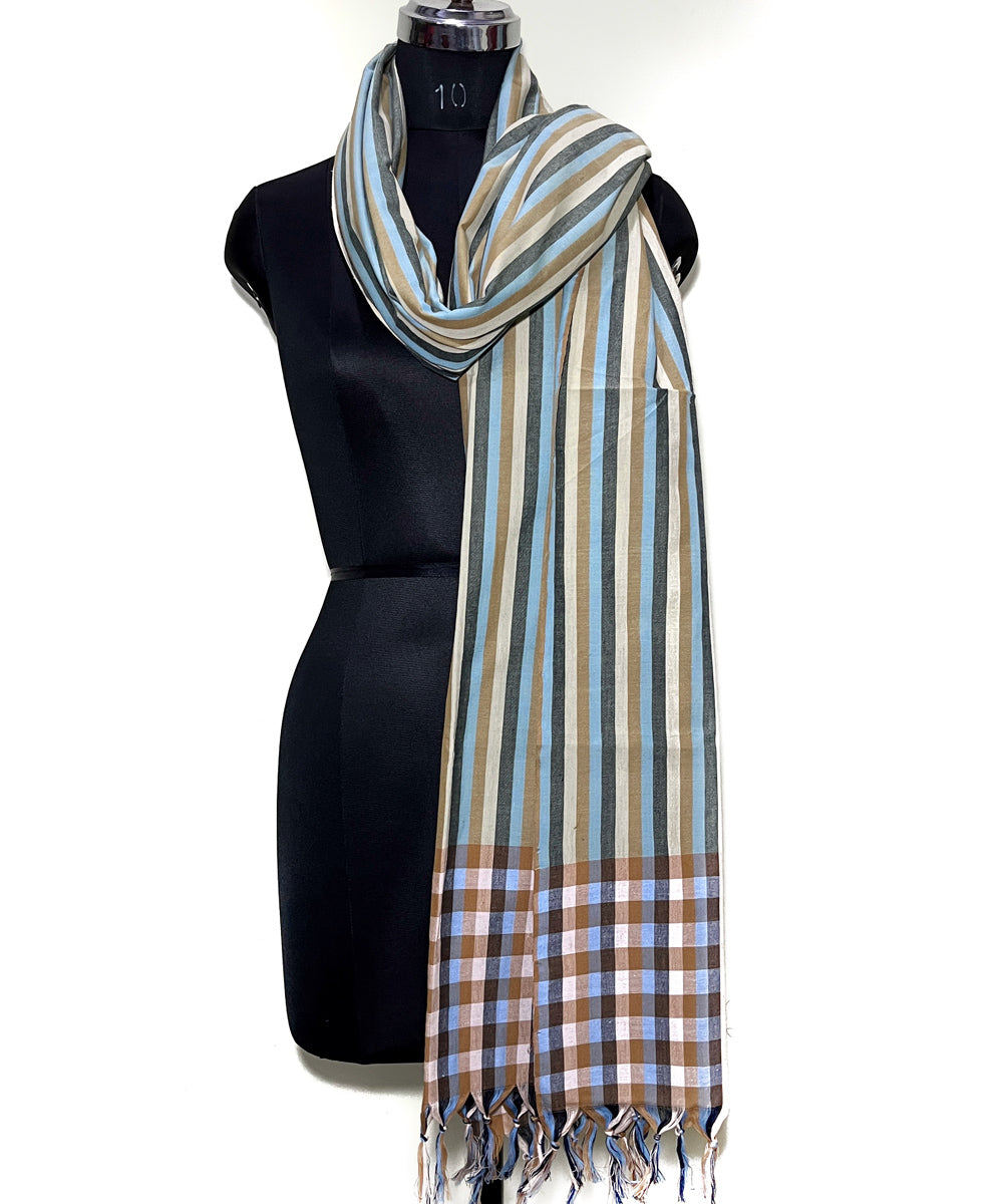 Multicolor stripe cotton handwoven dupatta