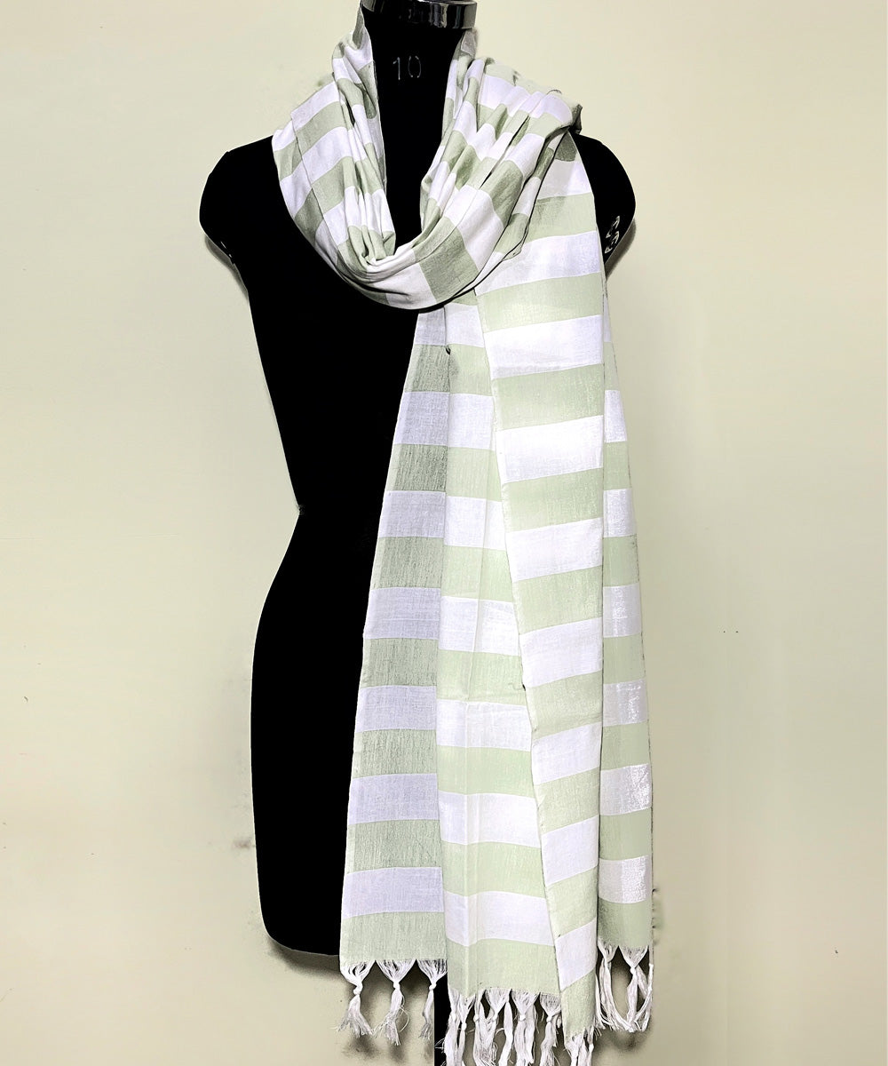 Multicolor stripe hand woven cotton dupatta